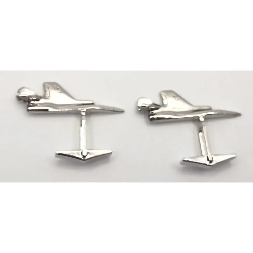 Vtg 1970's McDonnell Douglas F-15 Silver Tone Pewter Fighter Jet Cuff Links PB93